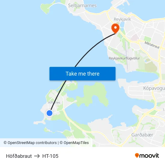 Höfðabraut to HT-105 map