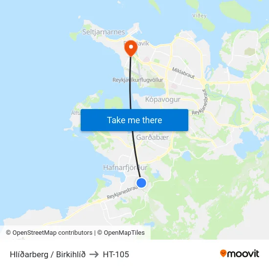 Hlíðarberg / Birkihlíð to HT-105 map