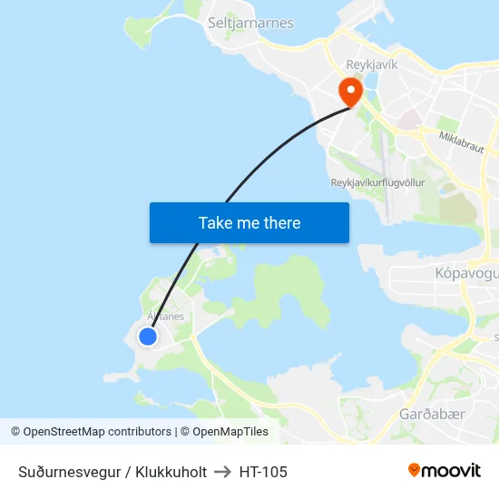 Suðurnesvegur / Klukkuholt to HT-105 map