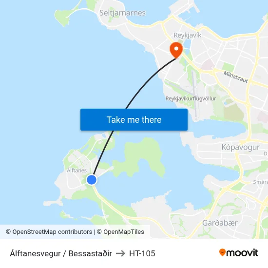 Álftanesvegur / Bessastaðir to HT-105 map