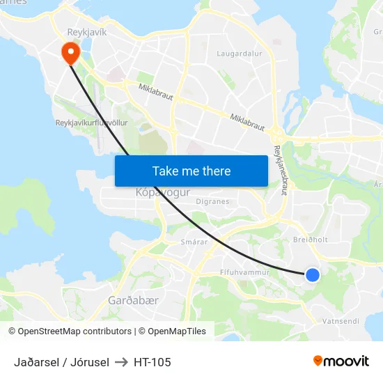 Jaðarsel / Jórusel to HT-105 map