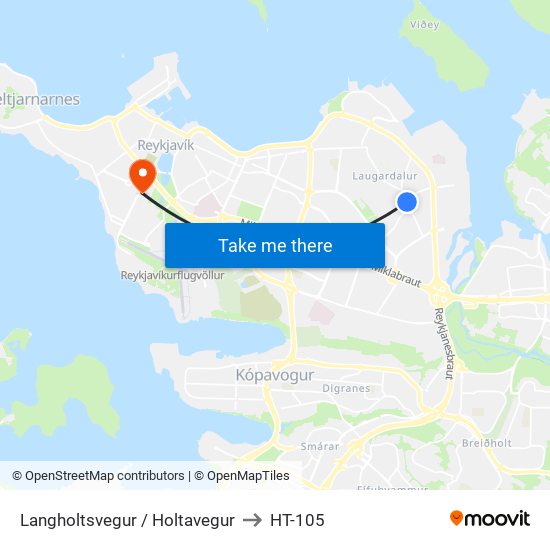 Langholtsvegur / Holtavegur to HT-105 map