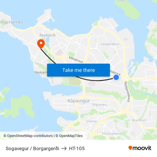 Sogavegur / Borgargerði to HT-105 map