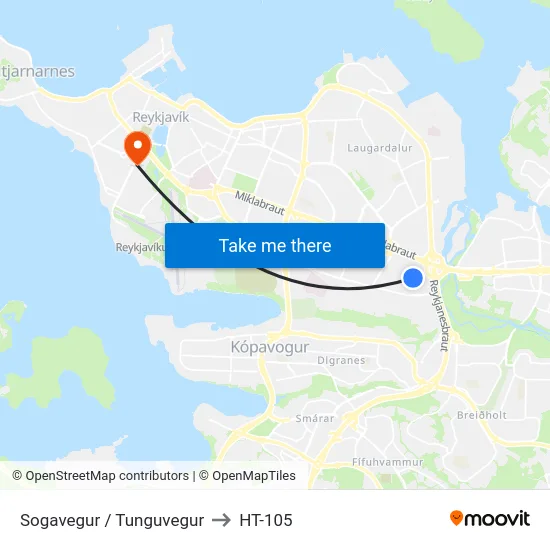 Sogavegur / Tunguvegur to HT-105 map