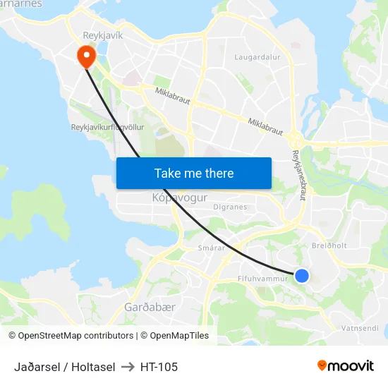 Jaðarsel / Holtasel to HT-105 map