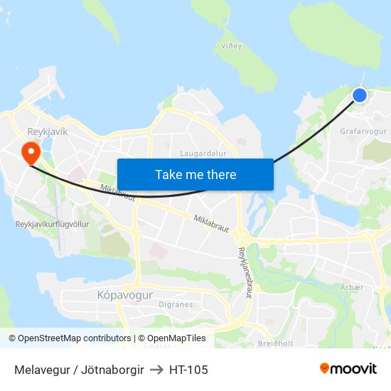 Melavegur / Jötnaborgir to HT-105 map