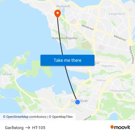 Garðatorg to HT-105 map