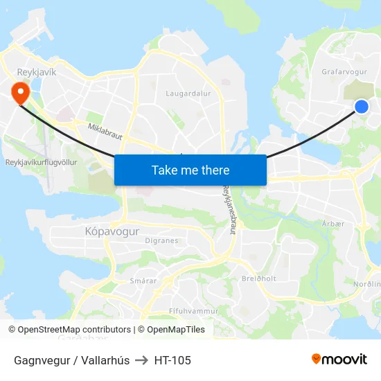 Gagnvegur / Vallarhús to HT-105 map