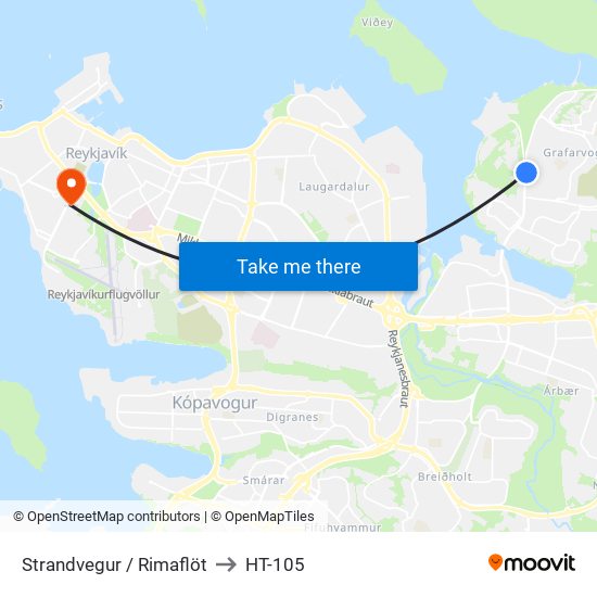 Strandvegur / Rimaflöt to HT-105 map