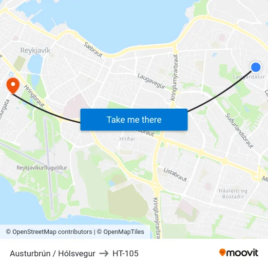 Austurbrún / Hólsvegur to HT-105 map