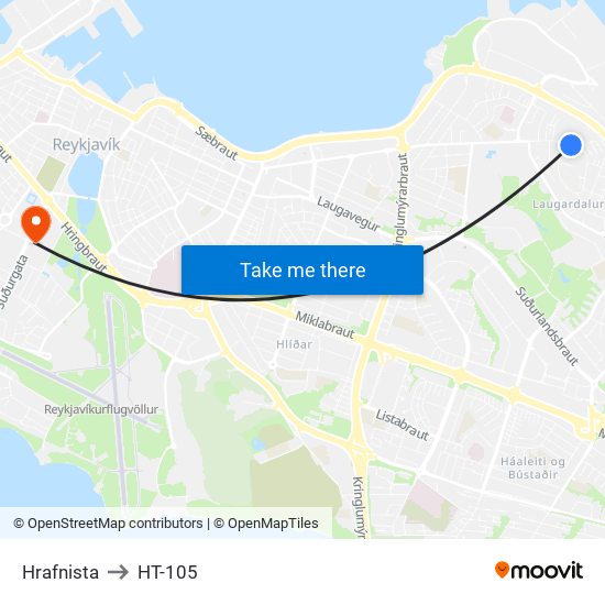 Hrafnista to HT-105 map