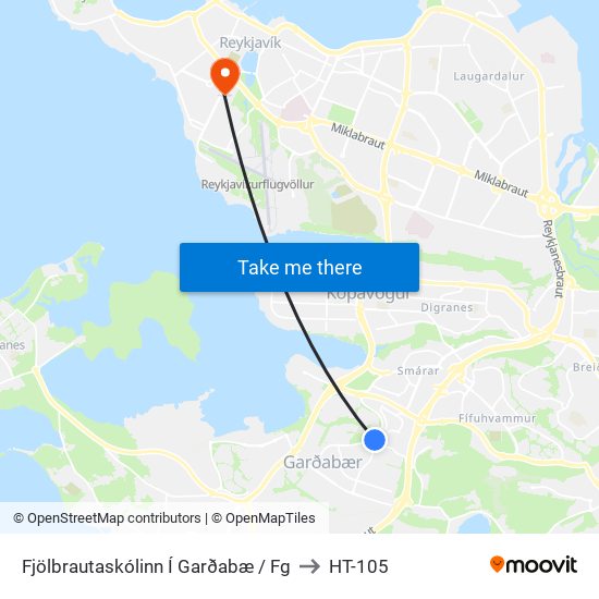 Fjölbrautaskólinn Í Garðabæ / Fg to HT-105 map