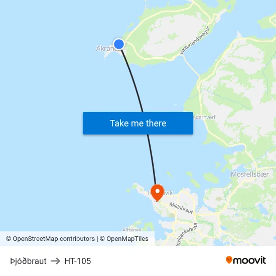Þjóðbraut to HT-105 map