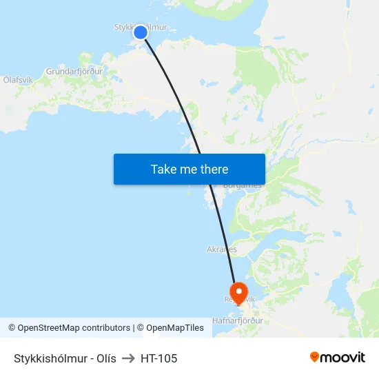 Stykkishólmur - Olís to HT-105 map