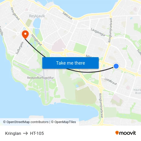 Kringlan to HT-105 map