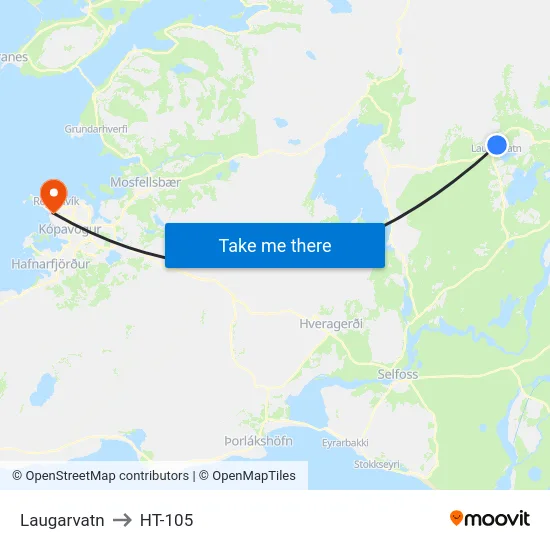 Laugarvatn to HT-105 map