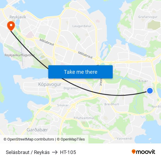 Selásbraut / Reykás to HT-105 map