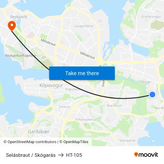 Selásbraut / Skógarás to HT-105 map