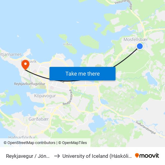 Reykjavegur / Jónsteigur to University of Iceland (Háskóli Íslands) map
