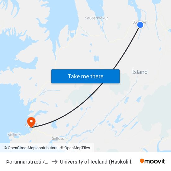 Þórunnarstræti / Hlíð to University of Iceland (Háskóli Íslands) map