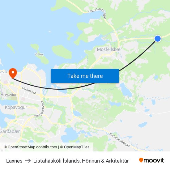 Laxnes to Listaháskóli Íslands, Hönnun & Arkitektúr map