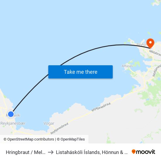 Hringbraut / Melteigur to Listaháskóli Íslands, Hönnun & Arkitektúr map