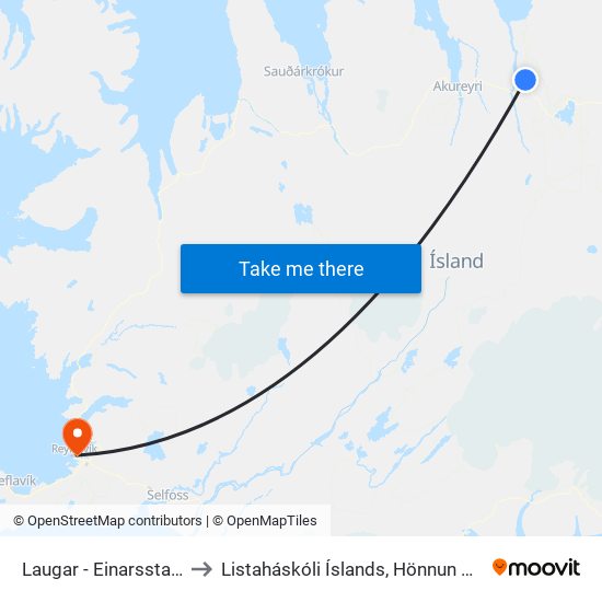 Laugar - Einarsstaðaskáli to Listaháskóli Íslands, Hönnun & Arkitektúr map