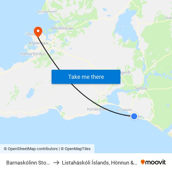 Barnaskólinn Stokkseyri to Listaháskóli Íslands, Hönnun & Arkitektúr map