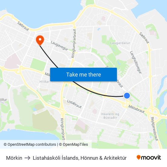 Mörkin to Listaháskóli Íslands, Hönnun & Arkitektúr map