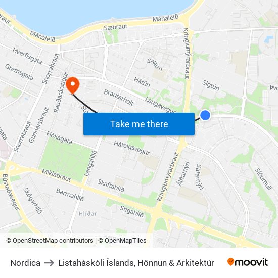 Nordica to Listaháskóli Íslands, Hönnun & Arkitektúr map