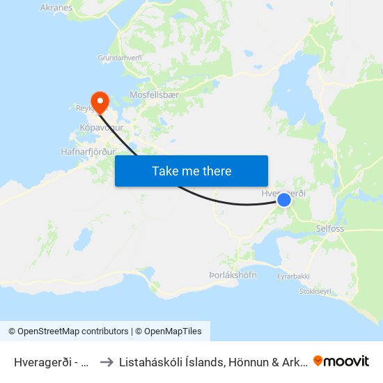 Hveragerði - Shell to Listaháskóli Íslands, Hönnun & Arkitektúr map