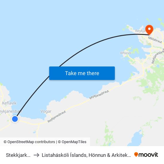 Stekkjarkot to Listaháskóli Íslands, Hönnun & Arkitektúr map