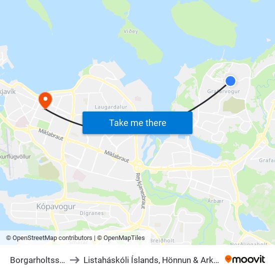 Borgarholtsskóli to Listaháskóli Íslands, Hönnun & Arkitektúr map