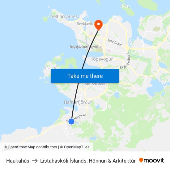 Haukahús to Listaháskóli Íslands, Hönnun & Arkitektúr map