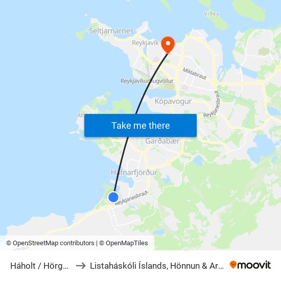 Háholt / Hörgsholt to Listaháskóli Íslands, Hönnun & Arkitektúr map