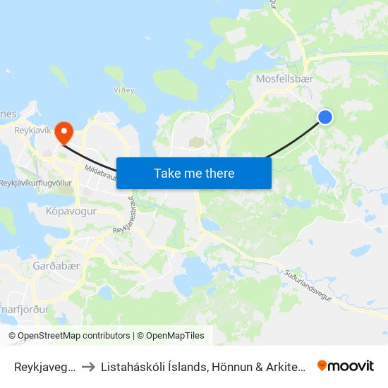 Reykjavegur to Listaháskóli Íslands, Hönnun & Arkitektúr map
