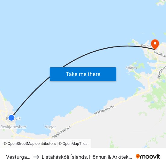 Vesturgata to Listaháskóli Íslands, Hönnun & Arkitektúr map