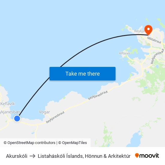 Akurskóli to Listaháskóli Íslands, Hönnun & Arkitektúr map