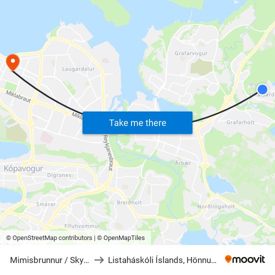 Mimisbrunnur / Skyggnistorg to Listaháskóli Íslands, Hönnun & Arkitektúr map
