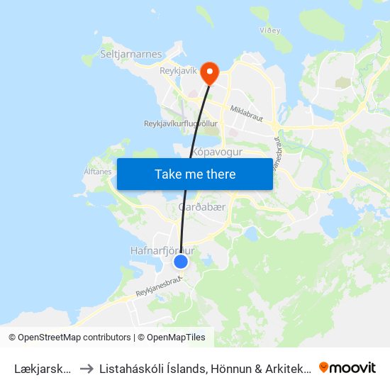 Lækjarskóli to Listaháskóli Íslands, Hönnun & Arkitektúr map