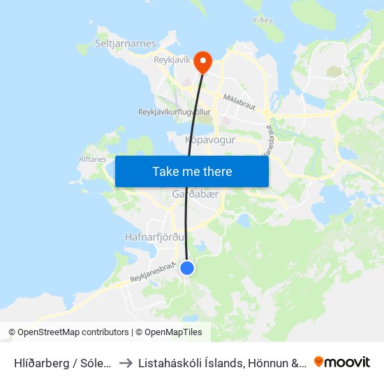 Hlíðarberg / Sóleyjarhlíð to Listaháskóli Íslands, Hönnun & Arkitektúr map