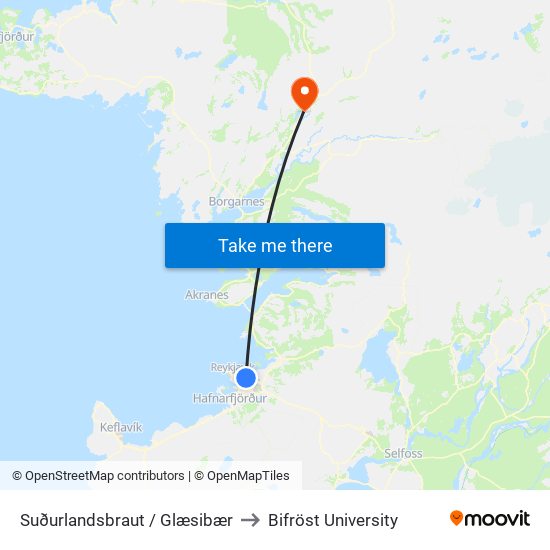Suðurlandsbraut / Glæsibær to Bifröst University map