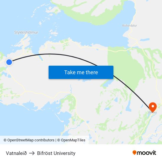 Vatnaleið to Bifröst University map
