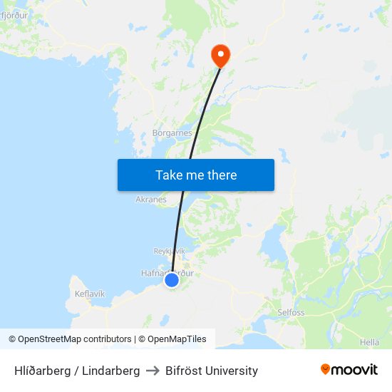 Hlíðarberg / Lindarberg to Bifröst University map