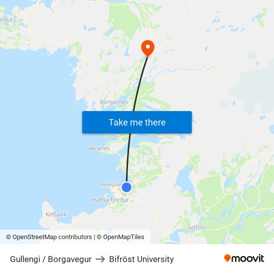 Gullengi / Borgavegur to Bifröst University map