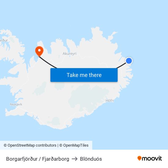 Borgarfjörður / Fjarðarborg to Blönduós map