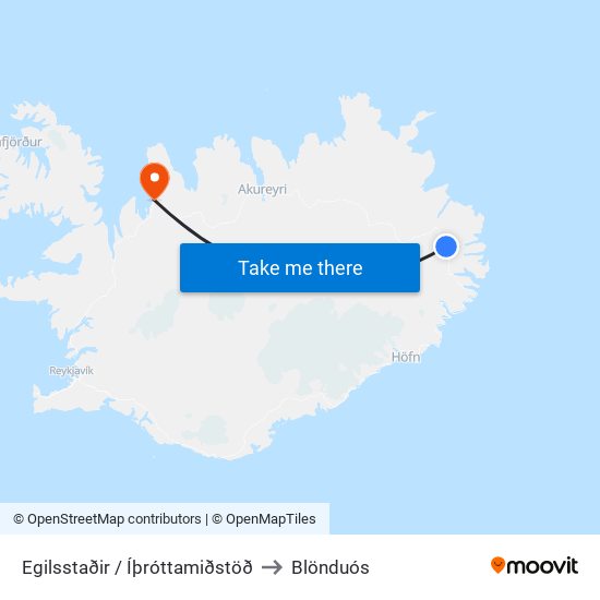 Egilsstaðir / Íþróttamiðstöð to Blönduós map