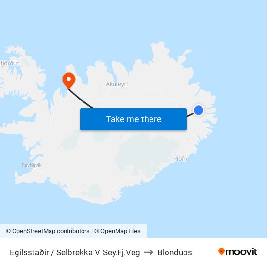 Egilsstaðir / Selbrekka V. Sey.Fj.Veg to Blönduós map