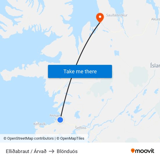 Elliðabraut / Árvað to Blönduós map