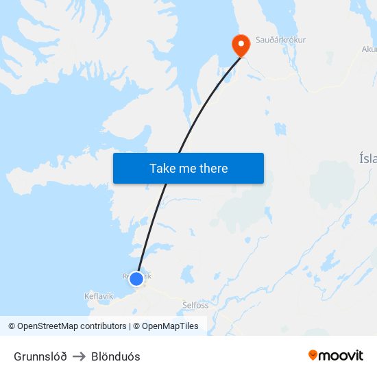 Grunnslóð to Blönduós map